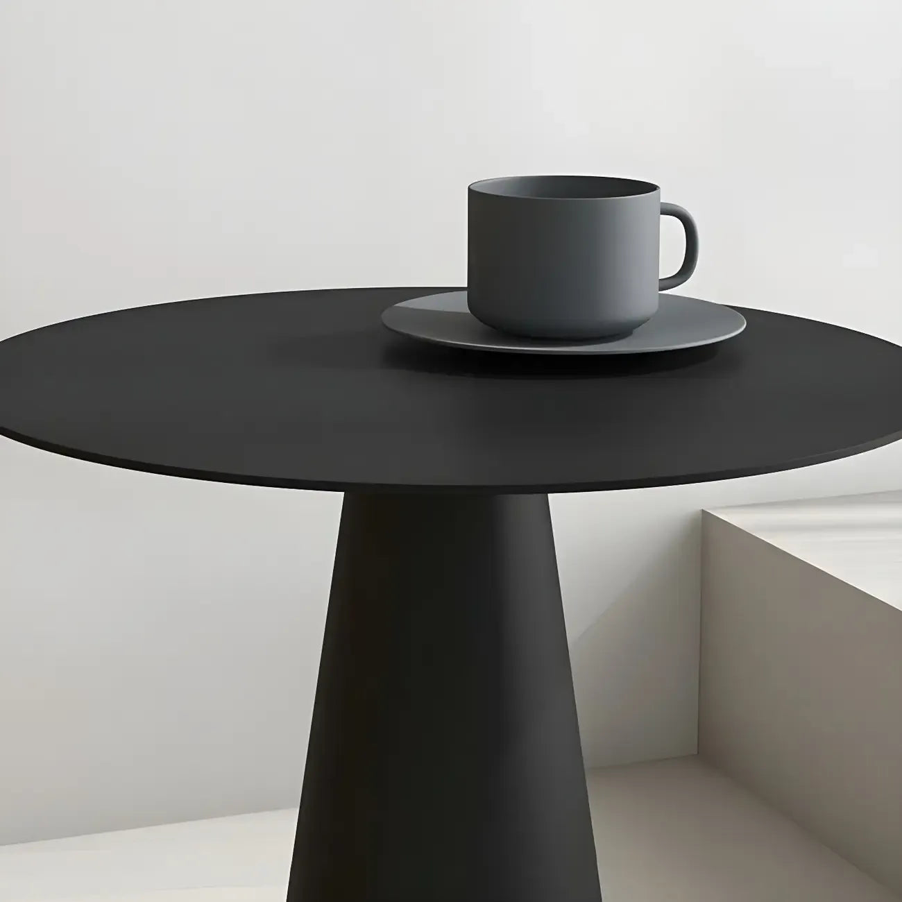 Minimalist Black Iron Round Metal End Table for Living Room