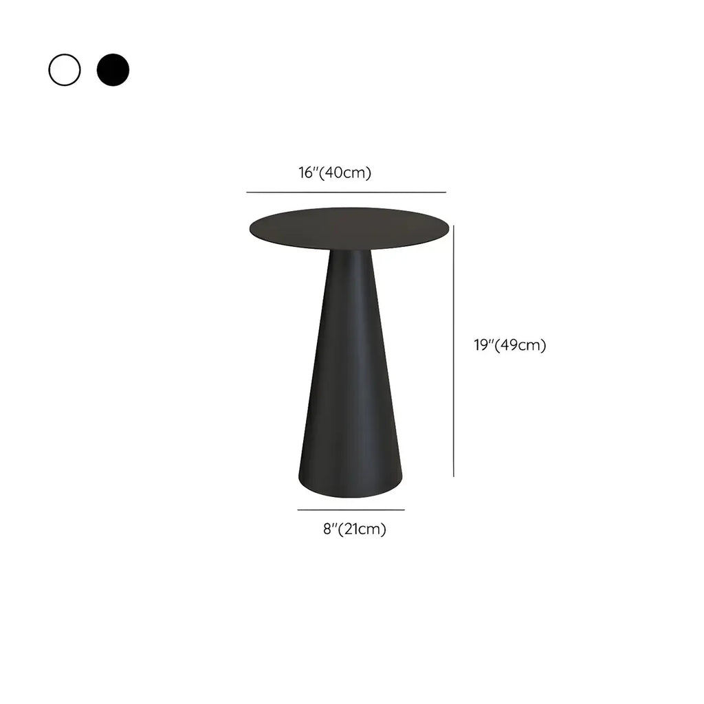 Minimalist Black Iron Round Metal End Table for Living Room