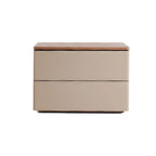 Modern Wood Top Leather Dual-Tone 2 Drawers Nightstand