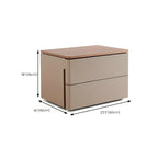 Modern Wood Top Leather Dual-Tone 2 Drawers Nightstand