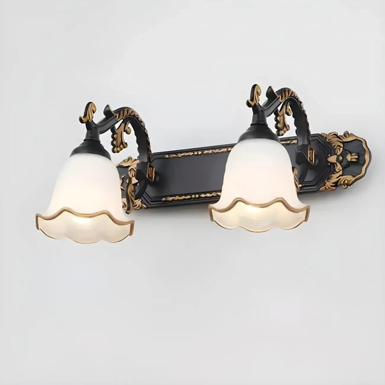 Vintage White Elegant Floral Glass Vanity Light for Bathroom