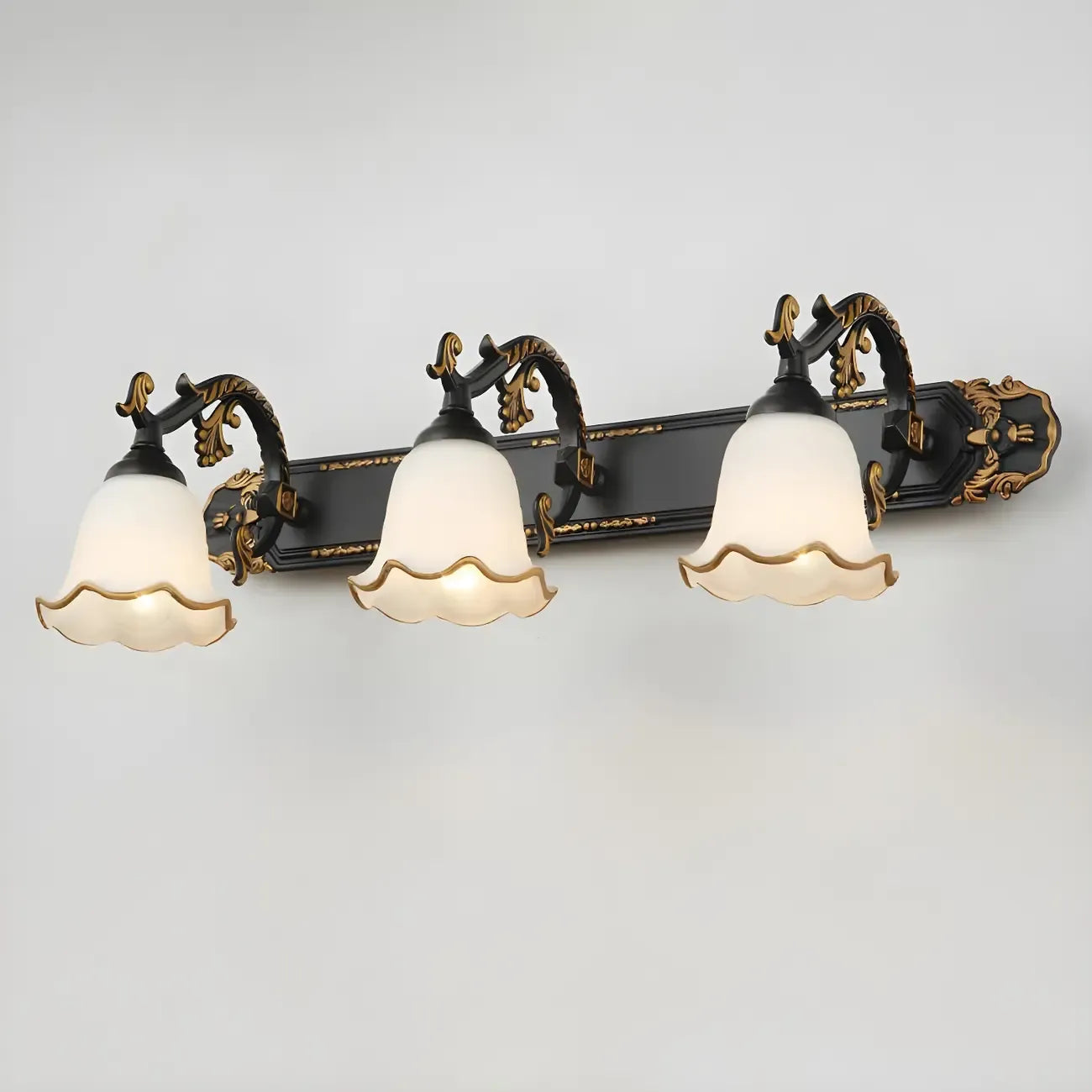 Vintage White Elegant Floral Glass Vanity Light for Bathroom