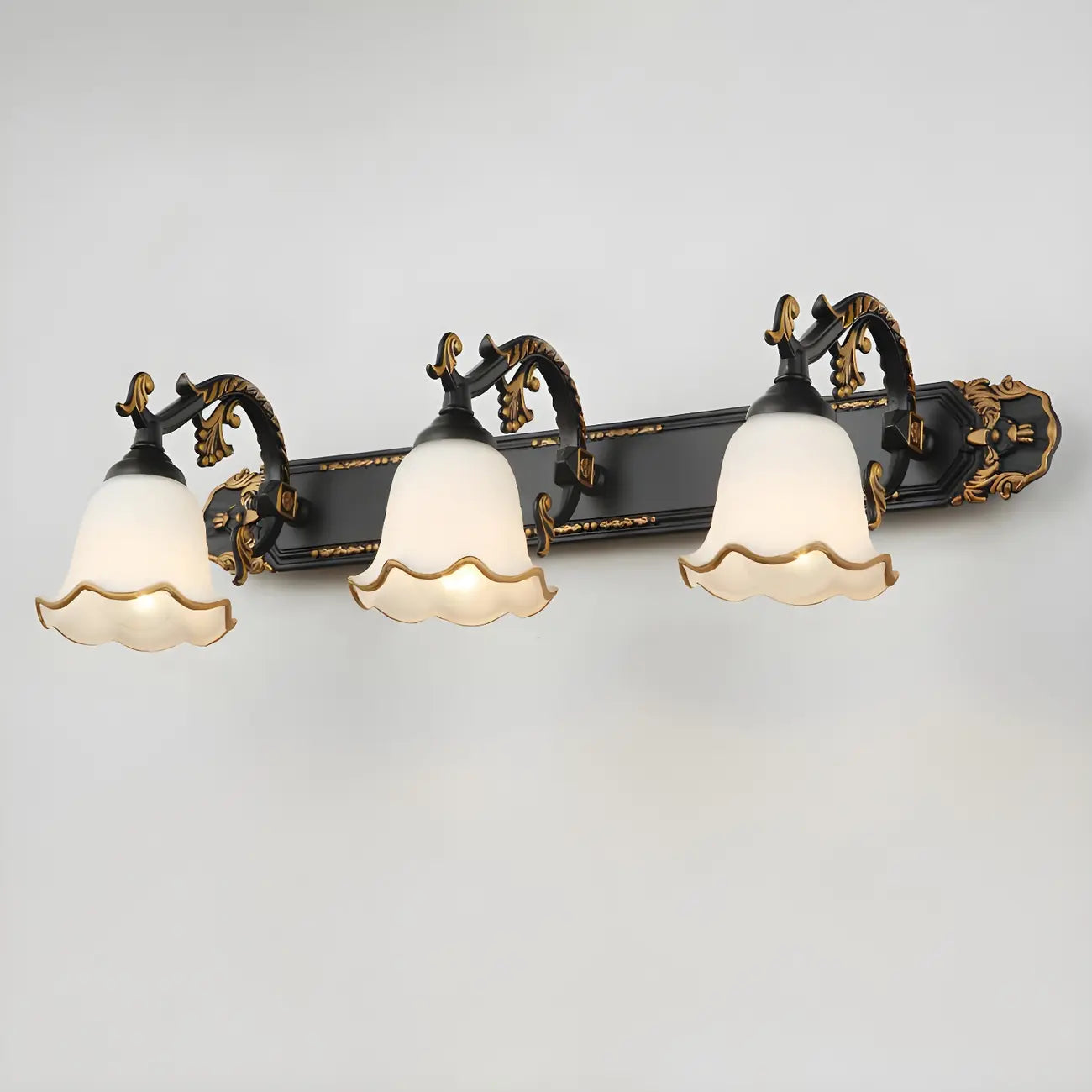 Vintage White Elegant Floral Glass Vanity Light for Bathroom