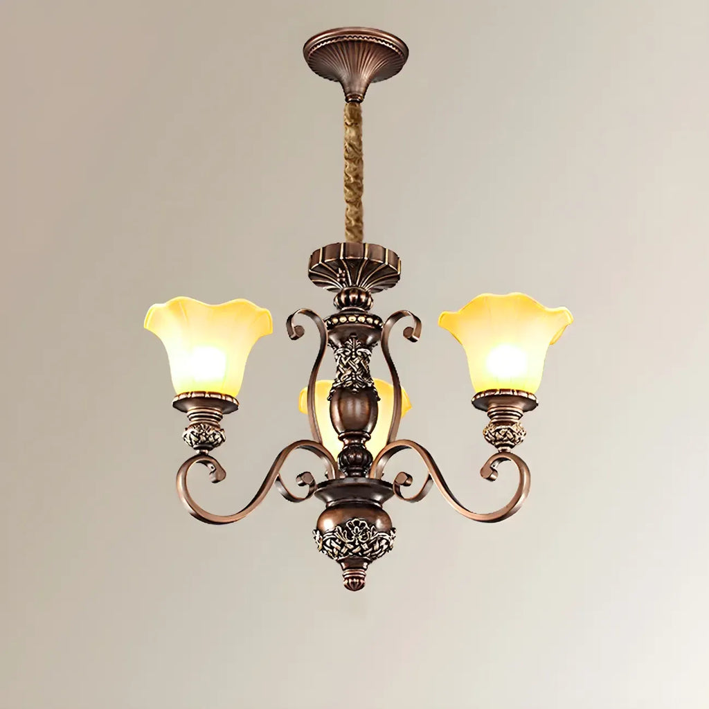 Brown Floral Metal Vintage Chandelier Classic Design