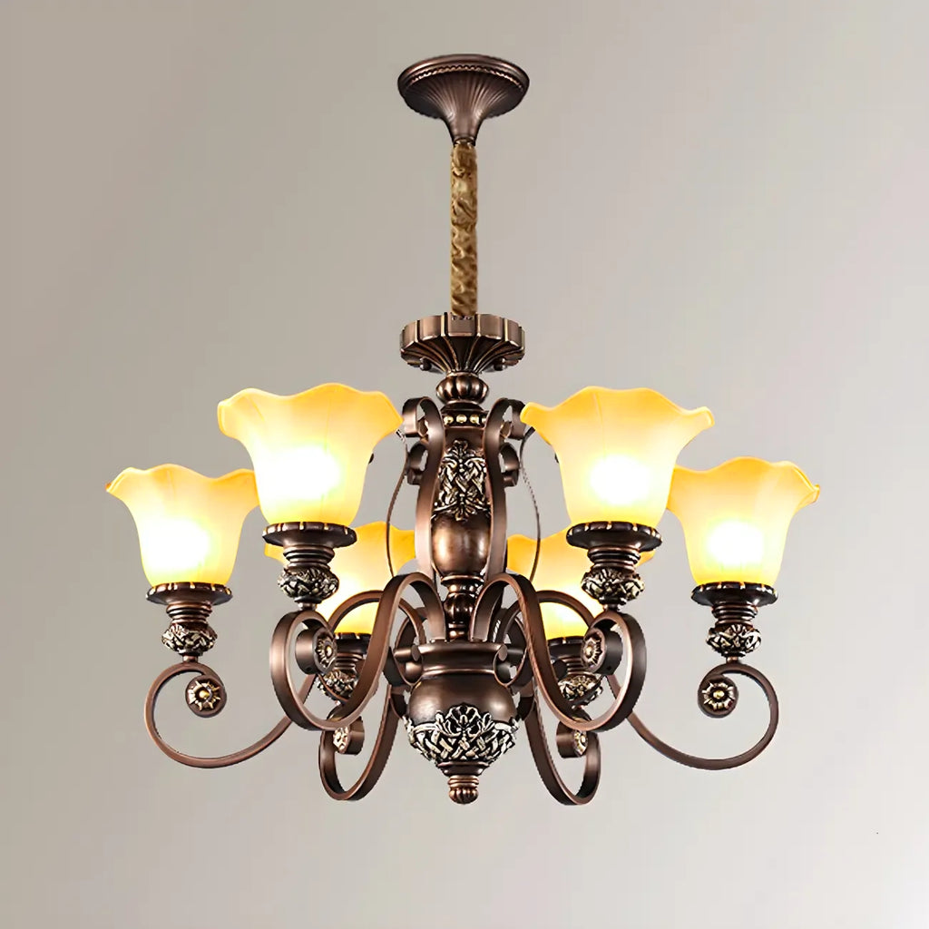 Brown Floral Metal Vintage Chandelier Classic Design