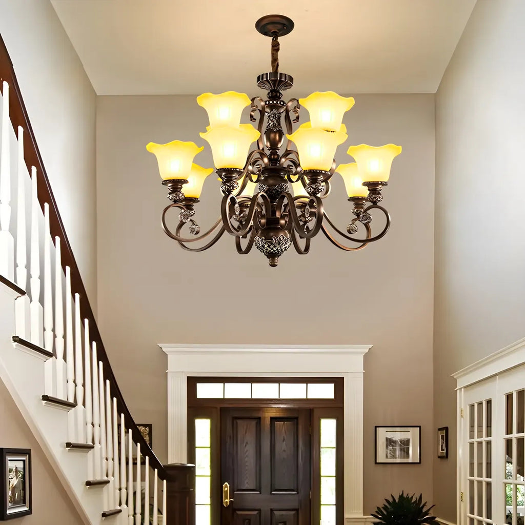 Brown Floral Metal Vintage Chandelier Classic Design