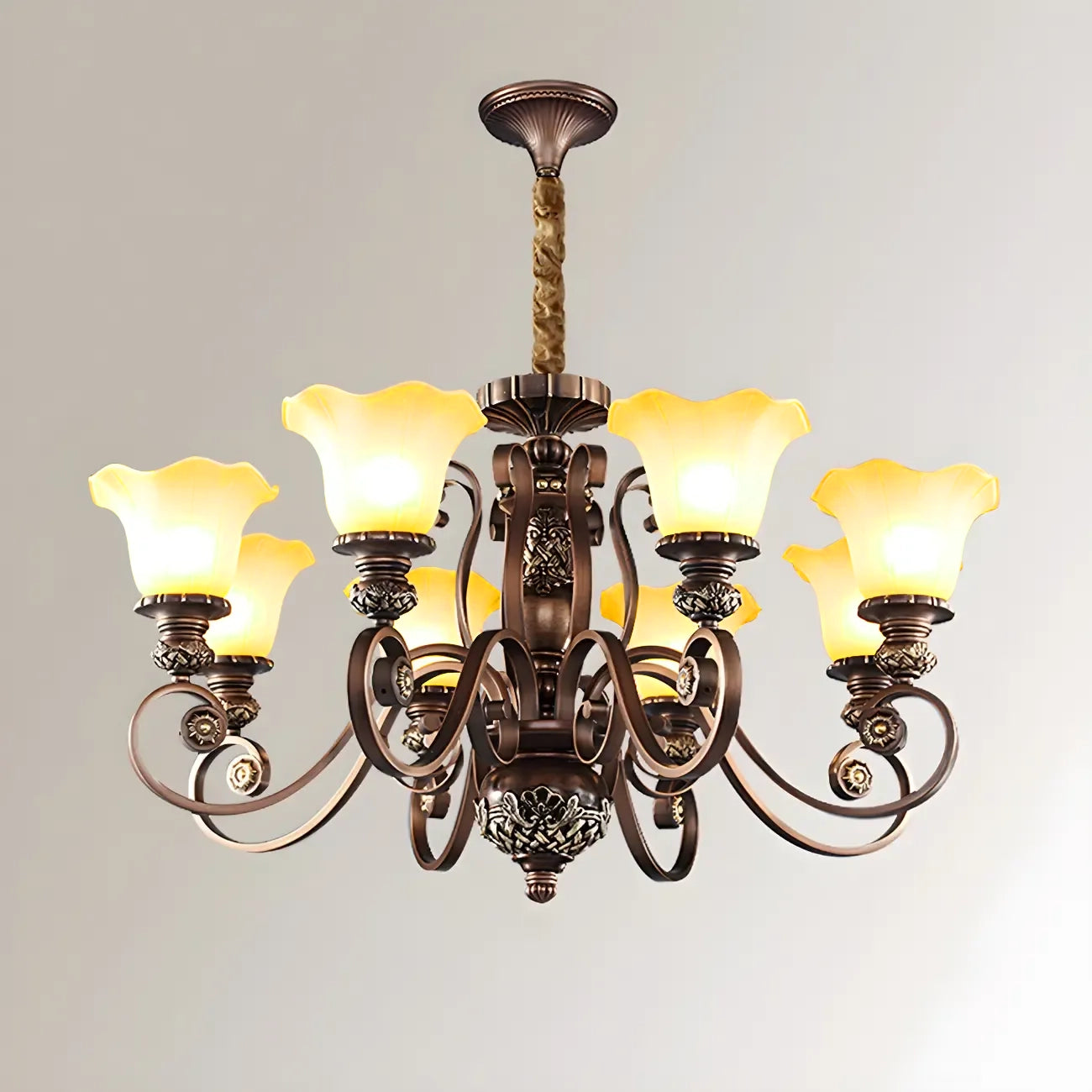 Brown Floral Metal Vintage Chandelier Classic Design