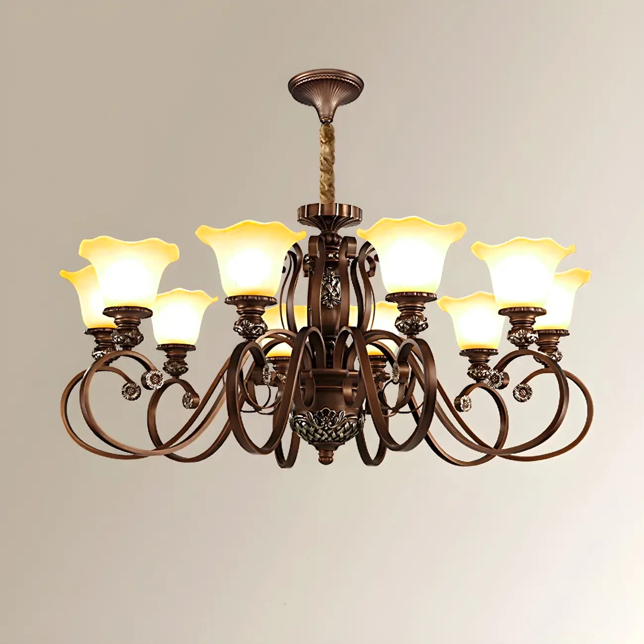 Brown Floral Metal Vintage Chandelier Classic Design