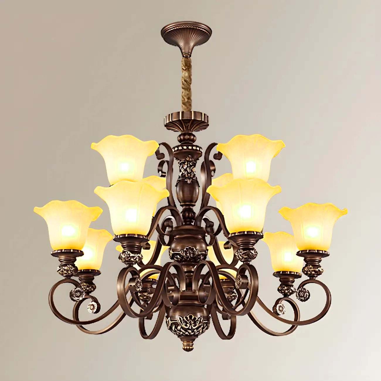 Brown Floral Metal Vintage Chandelier Classic Design