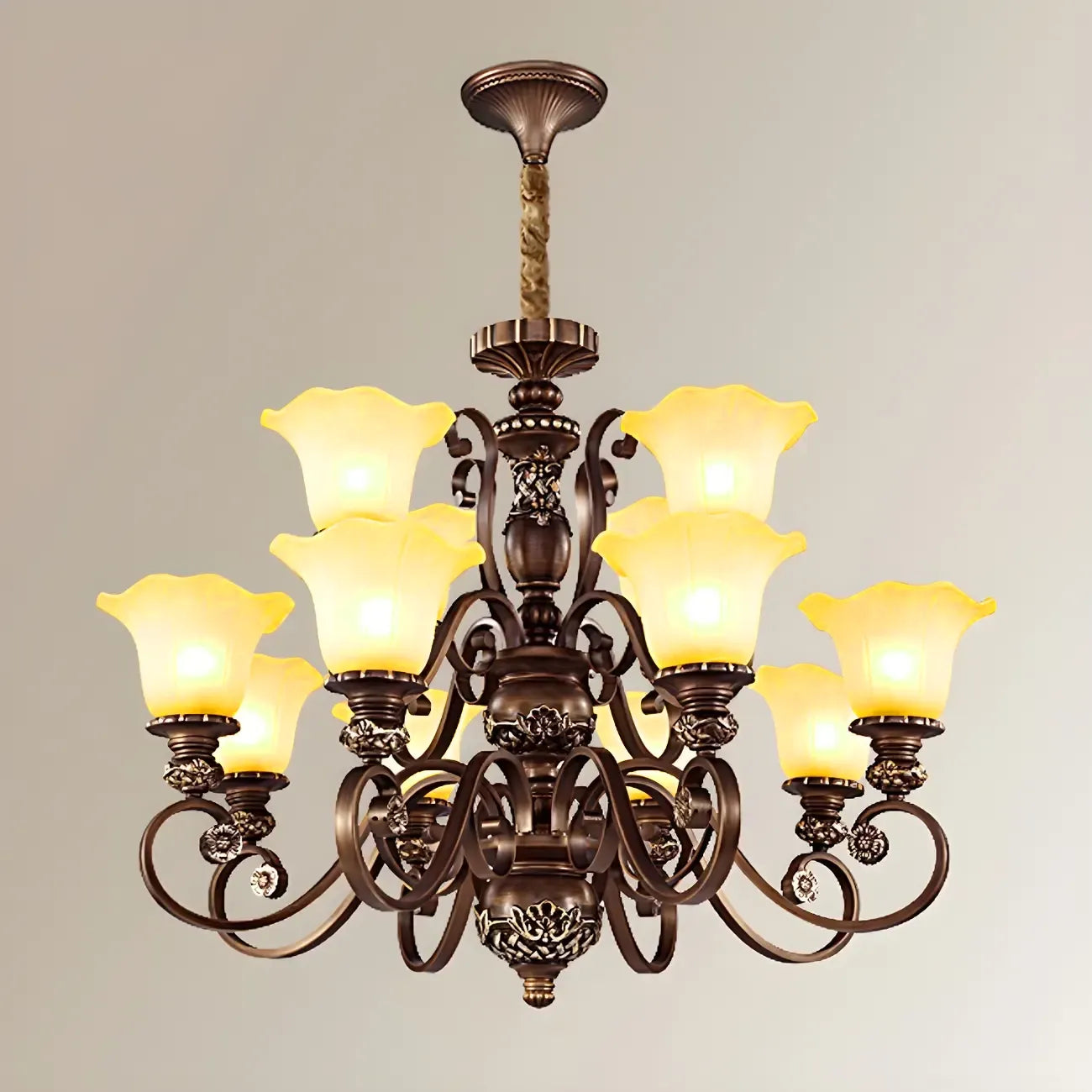 Brown Floral Metal Vintage Chandelier Classic Design