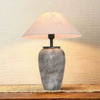 Modern Gray Ceramic Table Lamp with Fabric Shade