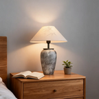 Modern Gray Ceramic Table Lamp with Fabric Shade