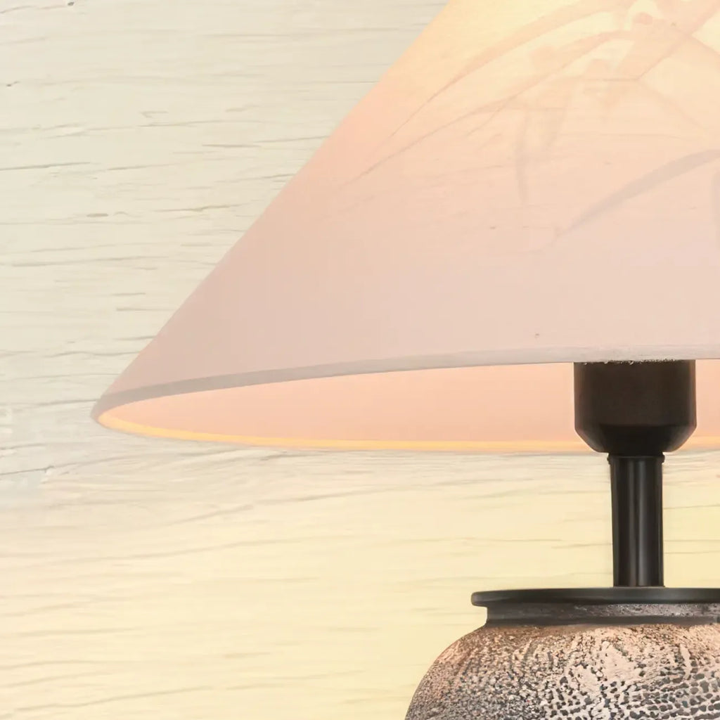 Modern Gray Ceramic Table Lamp with Fabric Shade