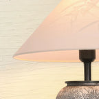 Modern Gray Ceramic Table Lamp with Fabric Shade