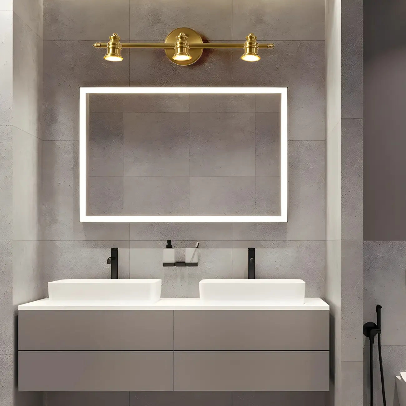 Elegant Metal Gold Vanity Light with Copper Shade for Bathroom