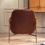 Mid-Century Modern Genuine Leather Accent Armchair