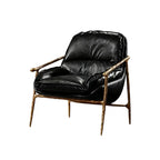 Mid-Century Modern Genuine Leather Accent Armchair
