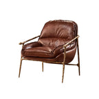 Mid-Century Modern Genuine Leather Accent Armchair