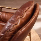 Mid-Century Modern Genuine Leather Accent Armchair