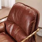 Mid-Century Modern Genuine Leather Accent Armchair