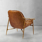 Mid-Century Modern Genuine Leather Accent Armchair
