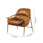 Mid-Century Modern Genuine Leather Accent Armchair