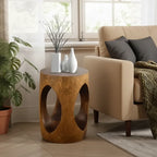 Modern Wood Hourglass End Table for Living Room