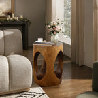 Modern Wood Hourglass End Table for Living Room