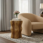 Modern Wood Hourglass End Table for Living Room