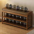 Classic Brown Bamboo Cushioned Shoe Storage Bench