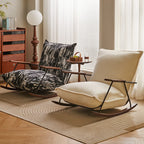 Modern Faux Mink Fleece Upholstered Metal Frame Rocking Chair