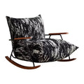 Modern Faux Mink Fleece Upholstered Metal Frame Rocking Chair