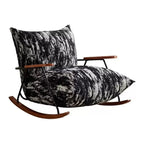 Modern Faux Mink Fleece Upholstered Metal Frame Rocking Chair