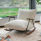 Modern Faux Mink Fleece Upholstered Metal Frame Rocking Chair