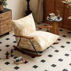 Modern Faux Mink Fleece Upholstered Metal Frame Rocking Chair