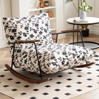 Modern Faux Mink Fleece Upholstered Metal Frame Rocking Chair