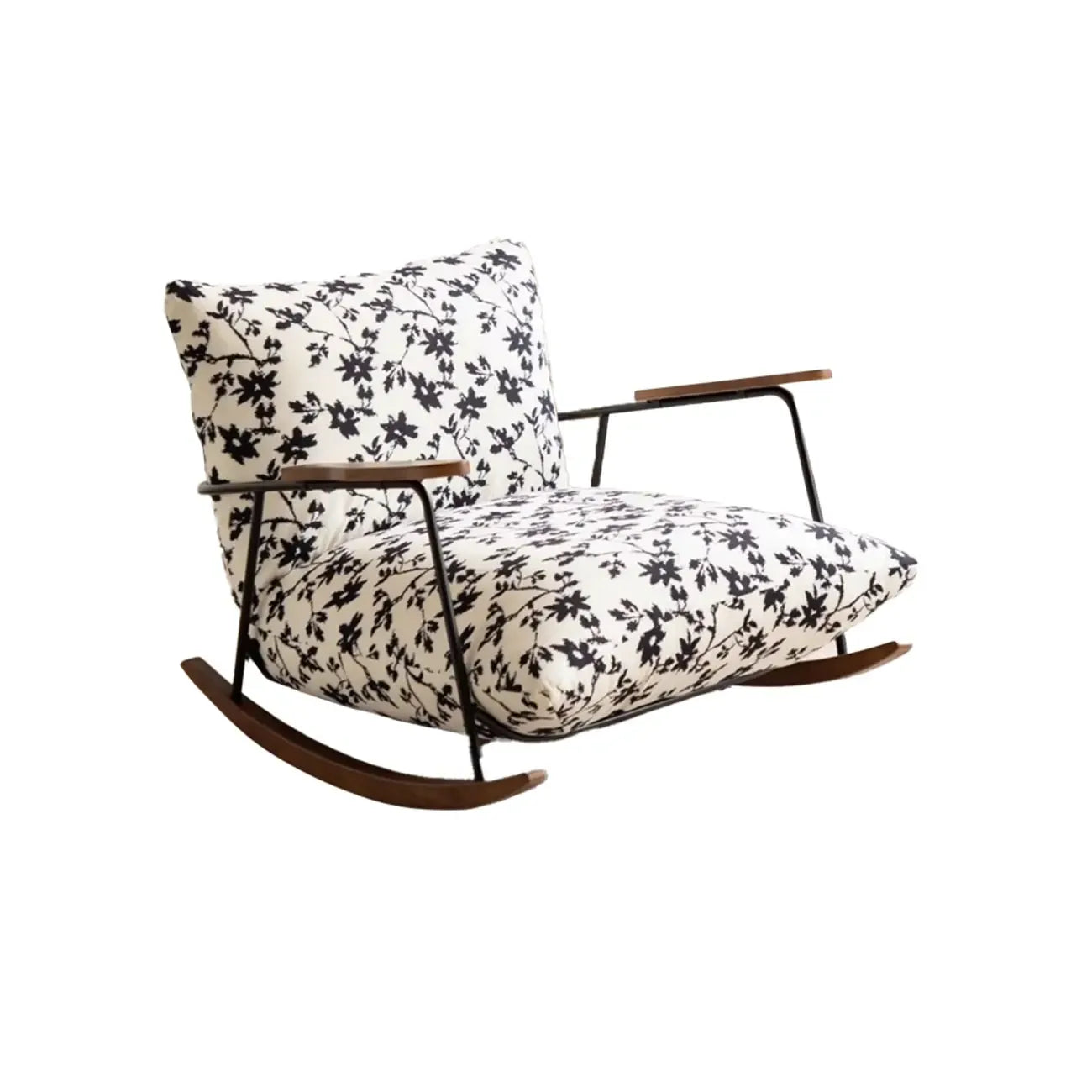 Modern Faux Mink Fleece Upholstered Metal Frame Rocking Chair