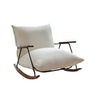 Modern Faux Mink Fleece Upholstered Metal Frame Rocking Chair