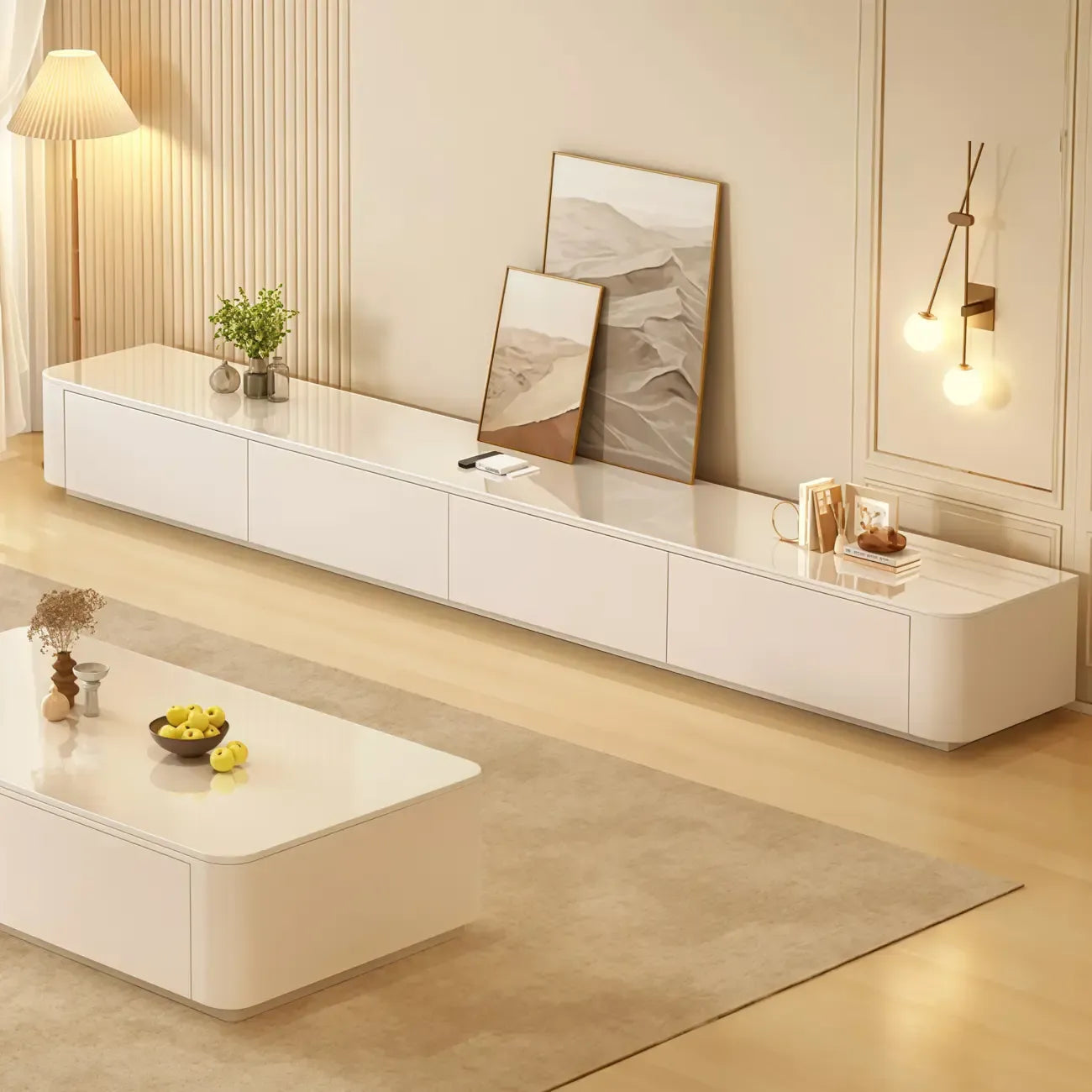 63 Sintered Stone Top Long TV Stand with Cable Management