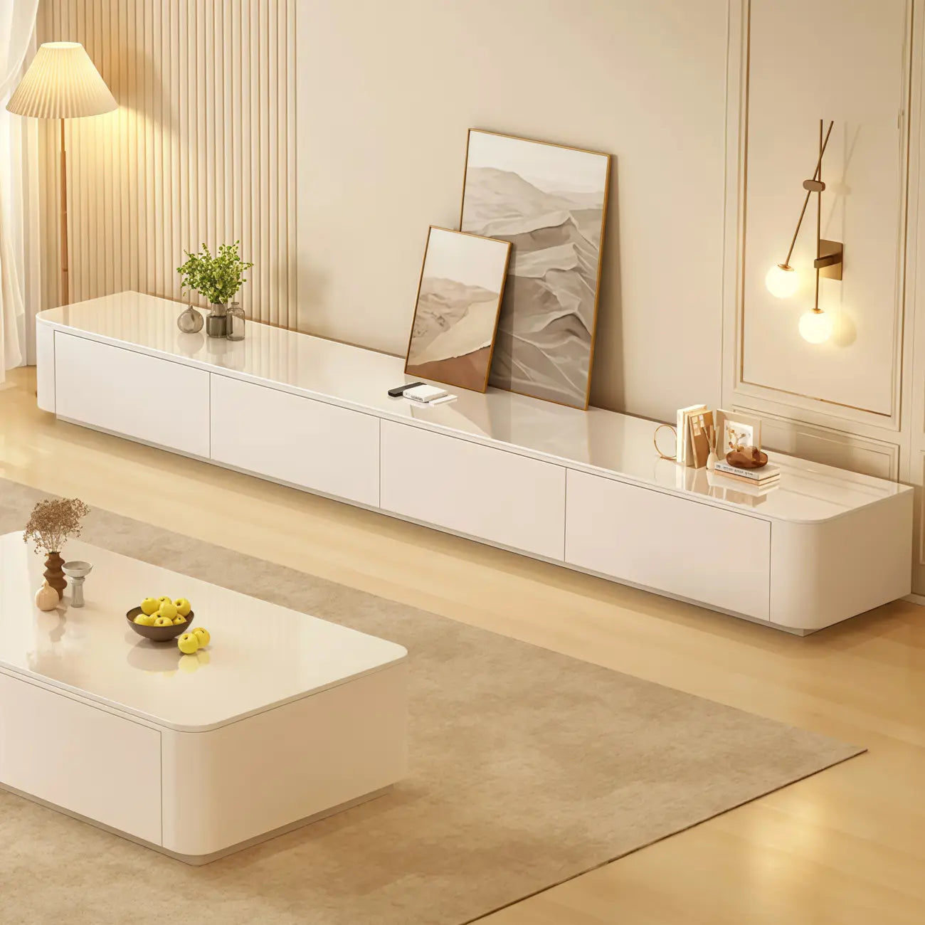 63 Sintered Stone Top Long TV Stand with Cable Management