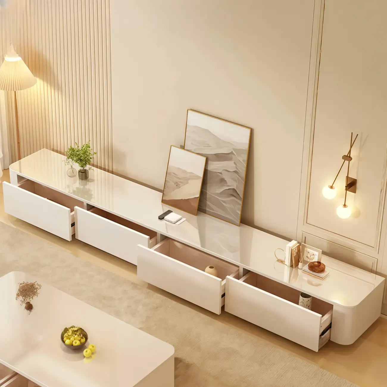 63 Sintered Stone Top Long TV Stand with Cable Management