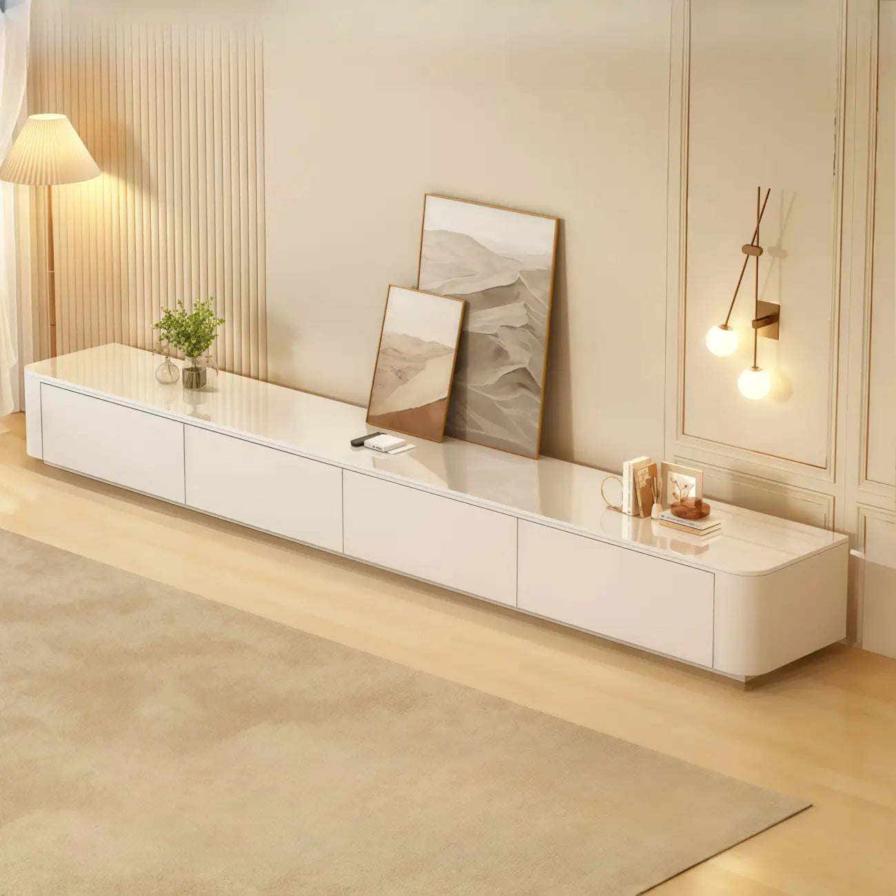 63 Sintered Stone Top Long TV Stand with Cable Management