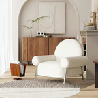 White Upholstered Arm Accent Chair for Living Room