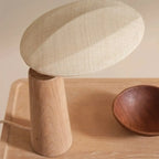 Nordic Flax Shade Natural Wood Table Lamp for Bedroom