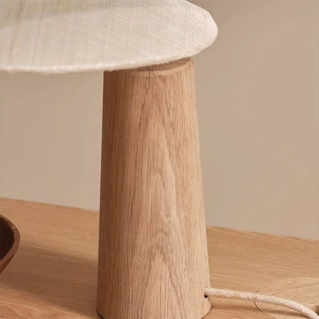 Nordic Flax Shade Natural Wood Table Lamp for Bedroom