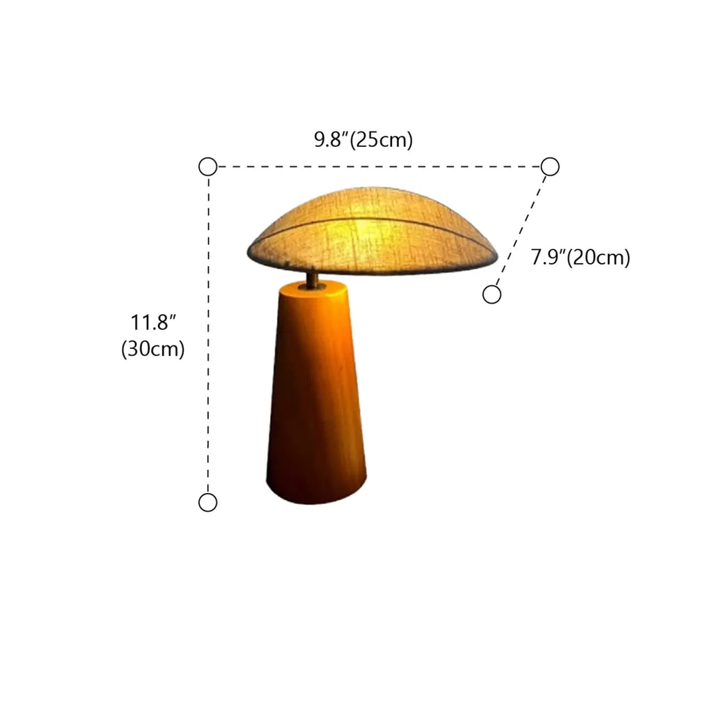Nordic Flax Shade Natural Wood Table Lamp for Bedroom