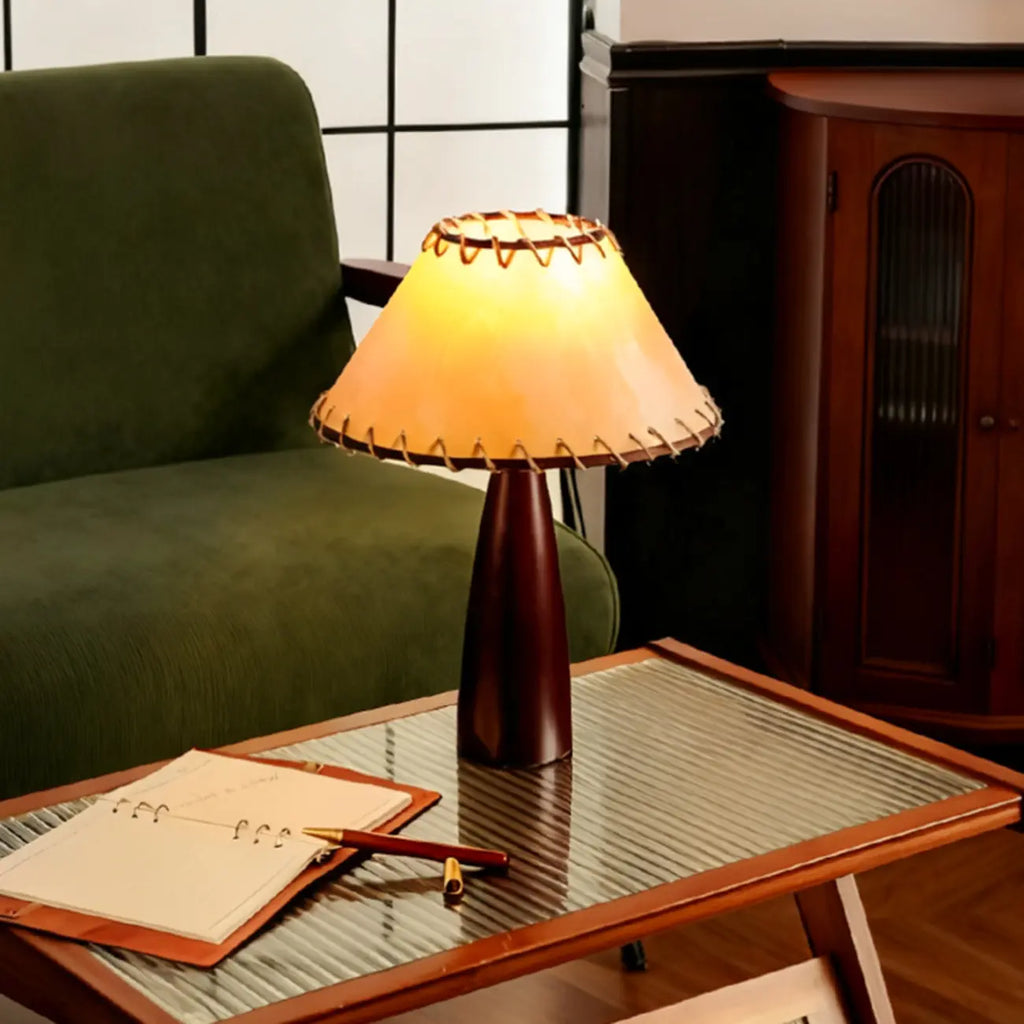 Elegant Fabric Shade Vintage Table Lamp with Pull Chain