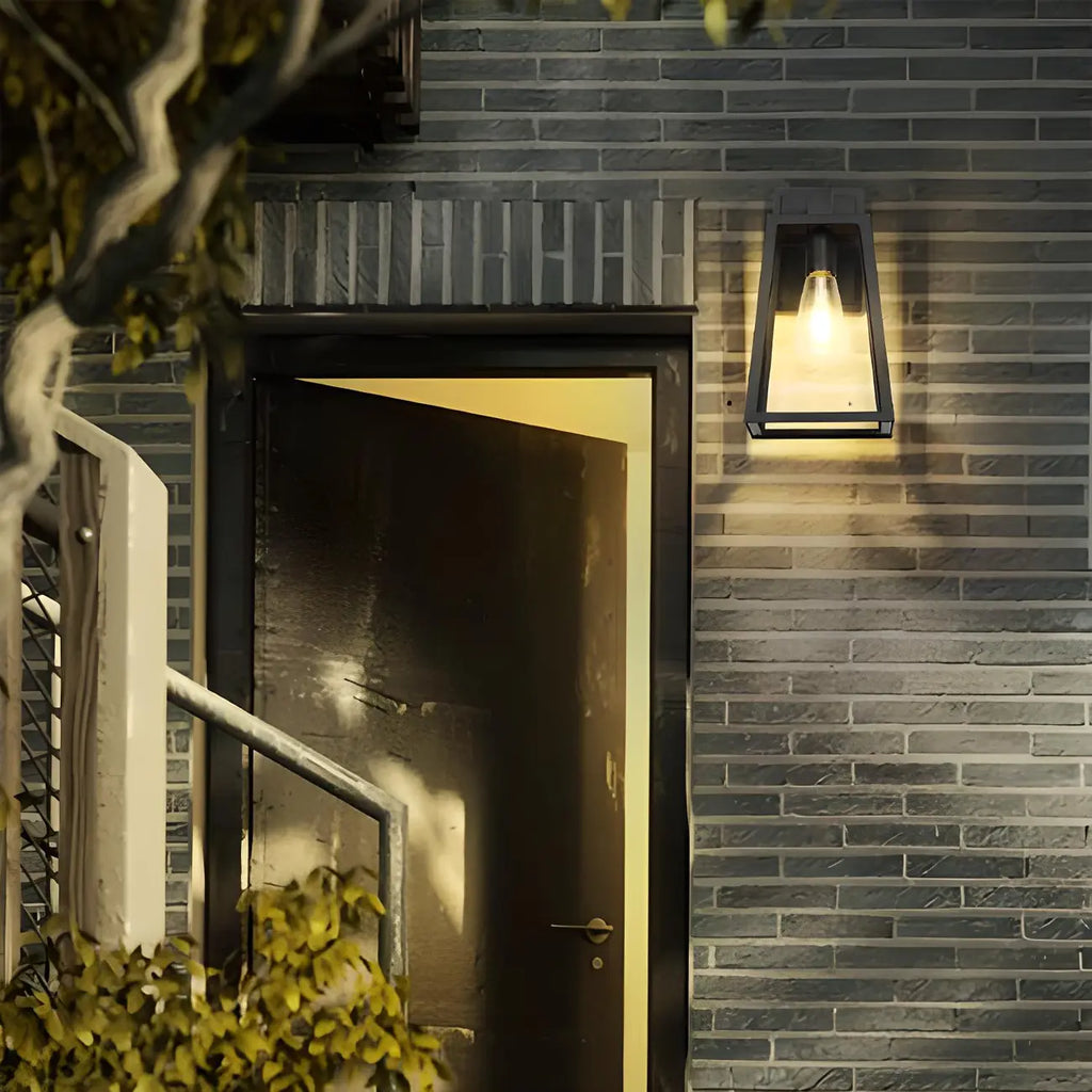 Industrial Black Metal Geometric Outdoor Wall Sconce