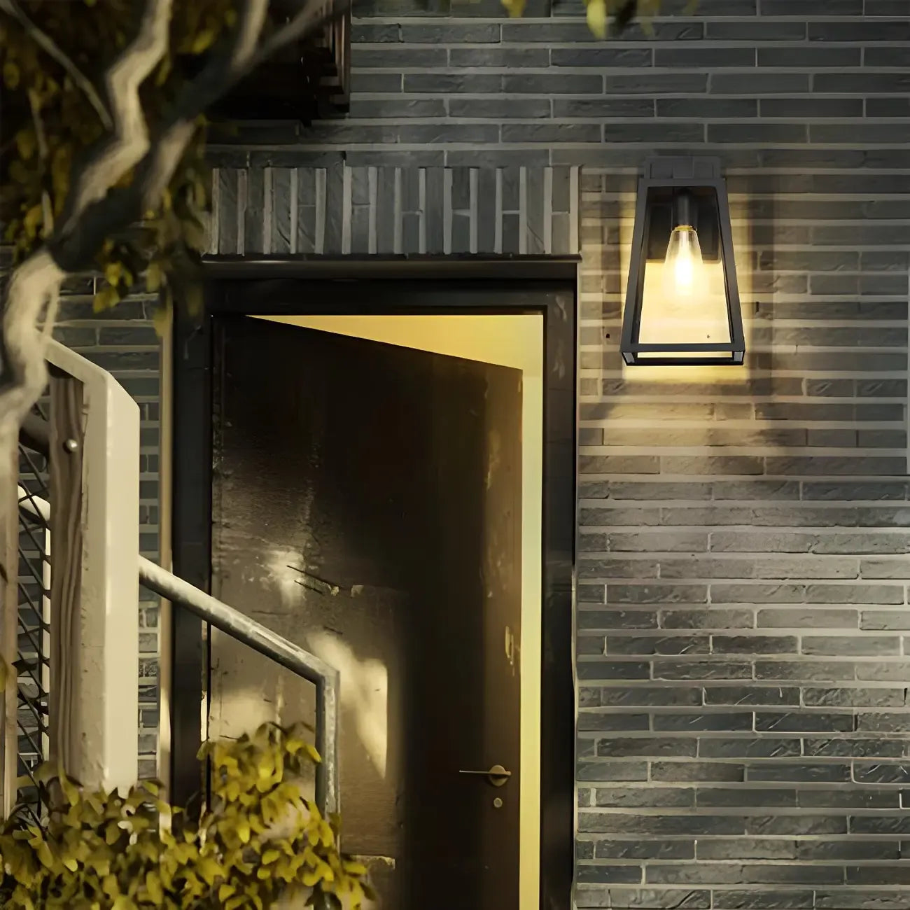 Industrial Black Metal Geometric Outdoor Wall Sconce