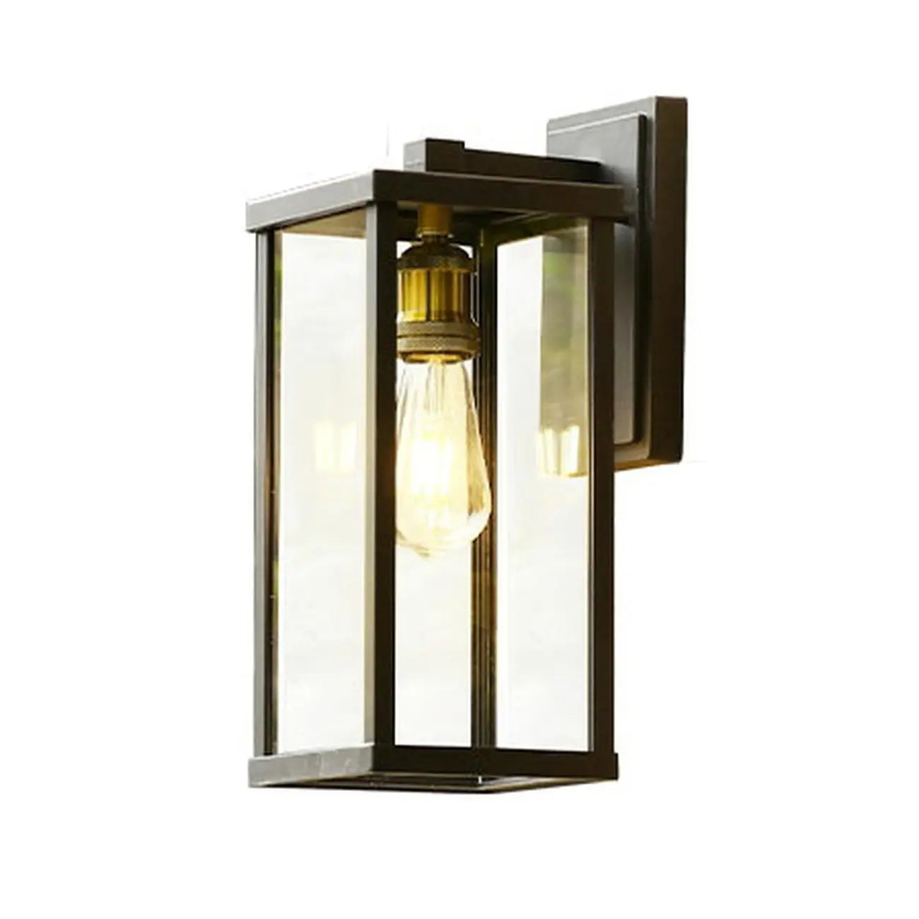 Industrial Black Metal Geometric Outdoor Wall Sconce